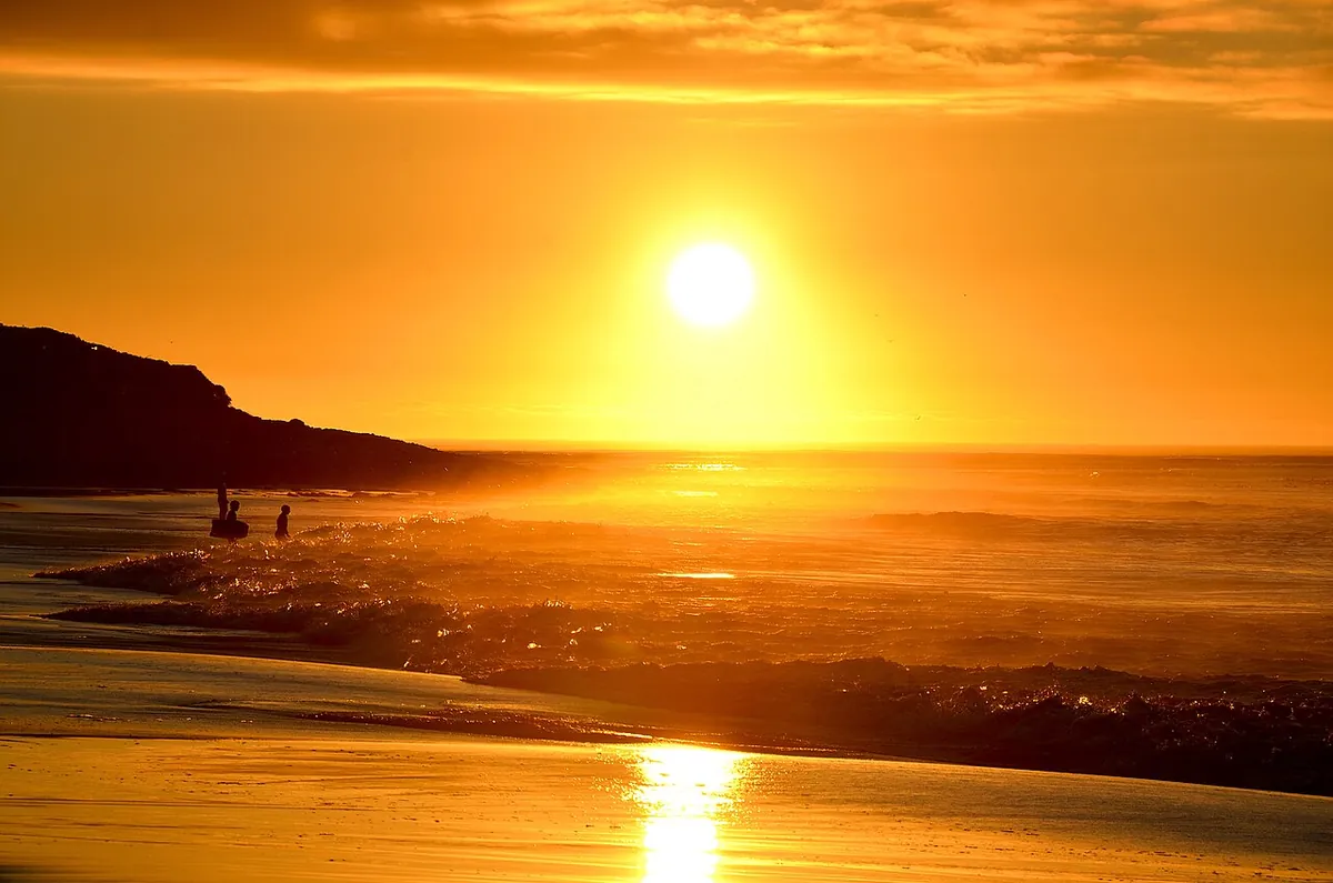 Sunset at Long Beach, South Africa, at the golden hour