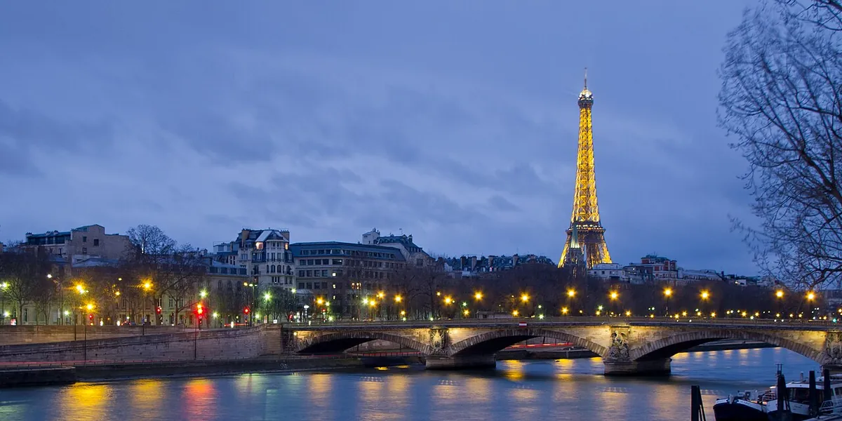 The Pont des Invalides and the Eiffel Tower, Paris, at the blue hour